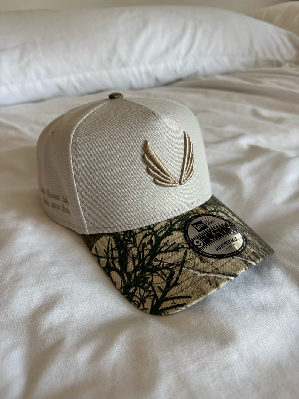 ASRV Cream Snapback Cap with Camouflage Brim